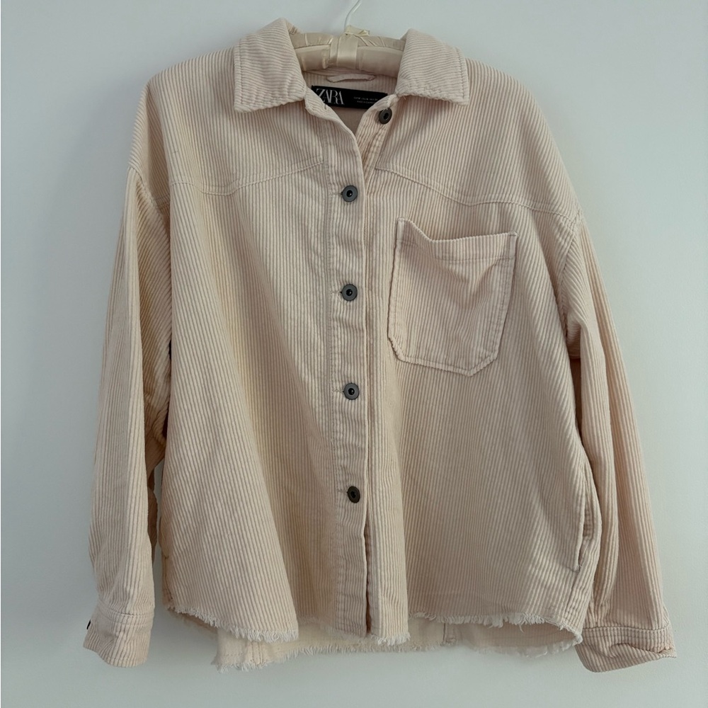 Zara Cream Corduroy Button Front Shacket